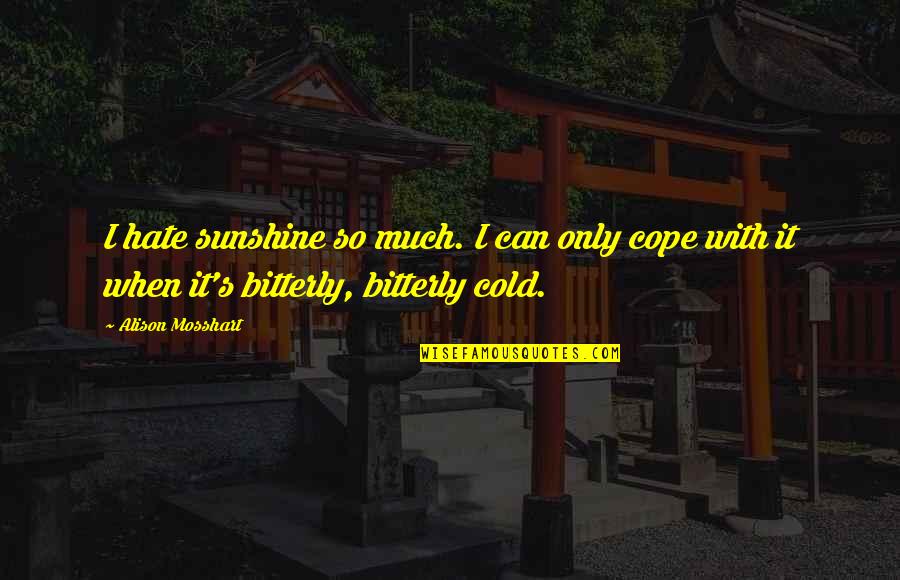 Love That Didn't Work Quotes By Alison Mosshart: I hate sunshine so much. I can only Love That Didn't Work Quotes By Alison Mosshart: I hate sunshine so much. I can only