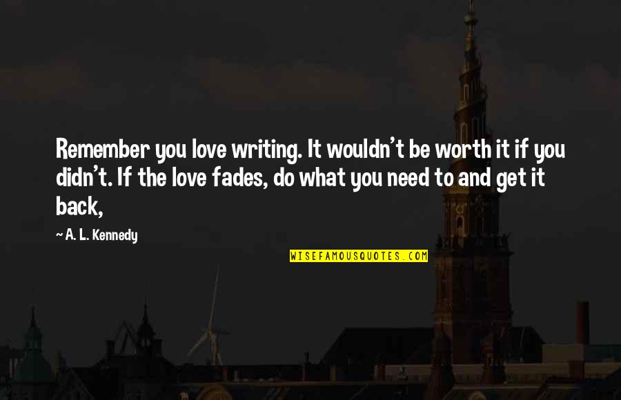 Love That Fades Quotes By A. L. Kennedy: Remember you love writing. It wouldn't be worth