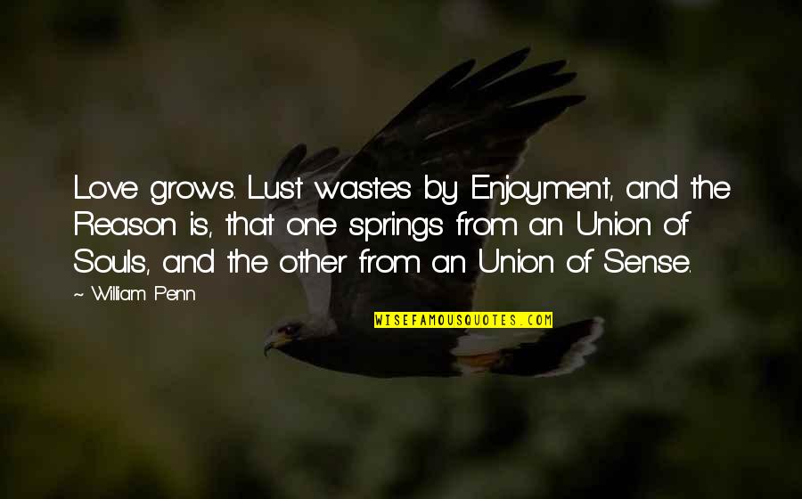 Love That Grows Quotes By William Penn: Love grows. Lust wastes by Enjoyment, and the