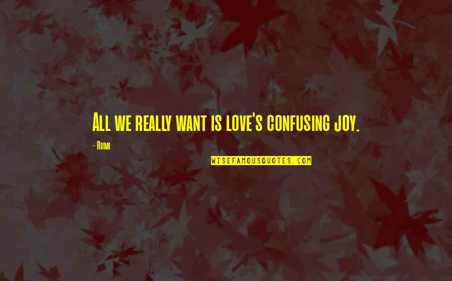 Love That Is Confusing Quotes By Rumi: All we really want is love's confusing joy.