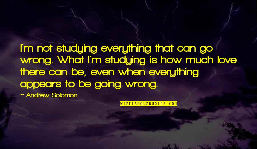 Love That Is Wrong Quotes By Andrew Solomon: I'm not studying everything that can go wrong.