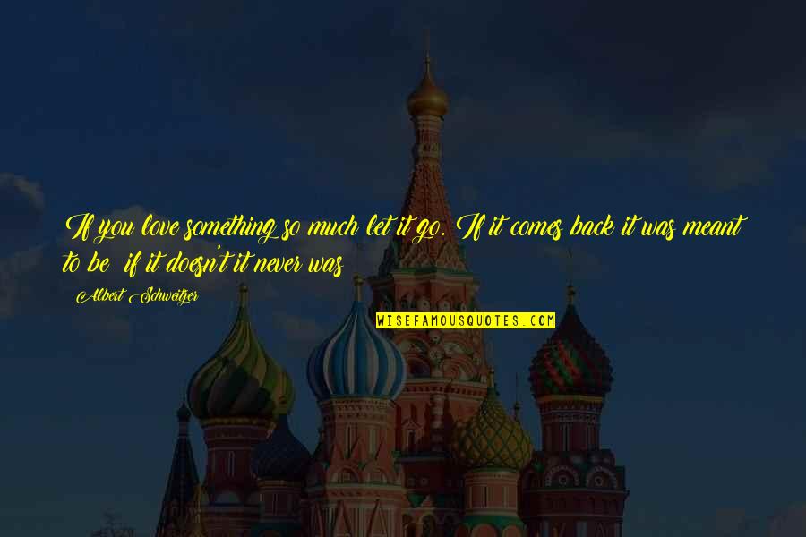 Love That Was Never Meant To Be Quotes By Albert Schweitzer: If you love something so much let it