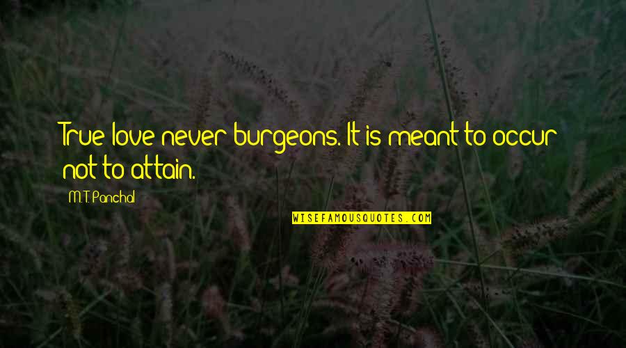 Love That Was Never Meant To Be Quotes By M. T. Panchal: True love never burgeons. It is meant to
