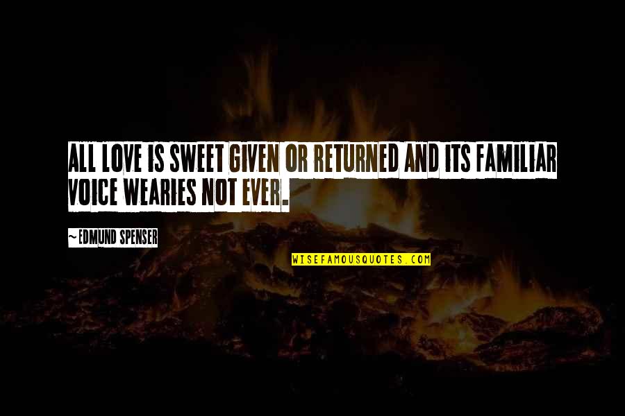 Love That's Not Returned Quotes By Edmund Spenser: All love is sweet Given or returned And