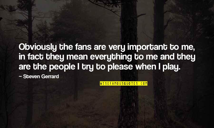 Love The Fault In Our Stars Quotes By Steven Gerrard: Obviously the fans are very important to me,