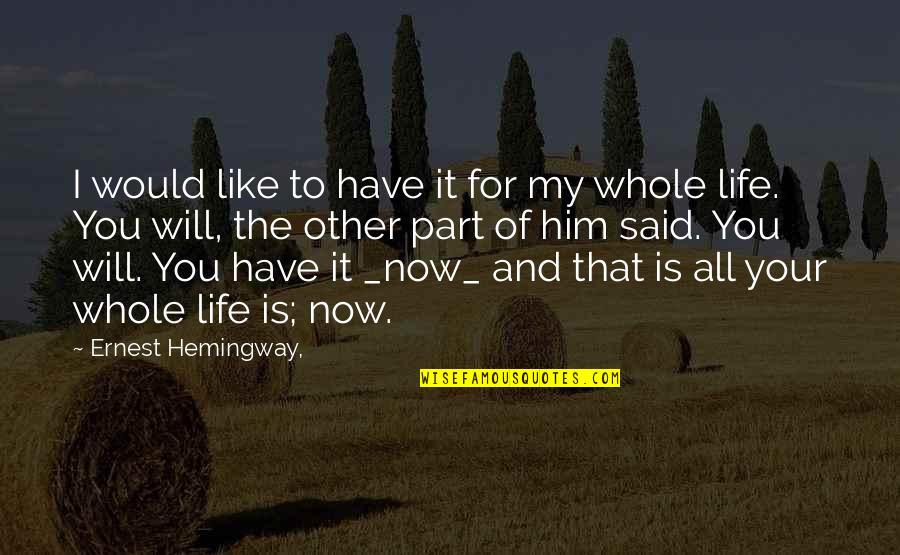 Love The Present Moment Quotes By Ernest Hemingway,: I would like to have it for my