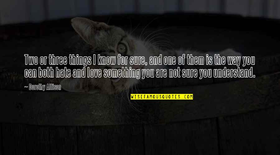 Love The Way You Are Quotes By Dorothy Allison: Two or three things I know for sure,