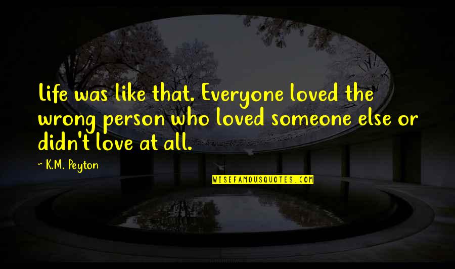 Love The Wrong Person Quotes By K.M. Peyton: Life was like that. Everyone loved the wrong