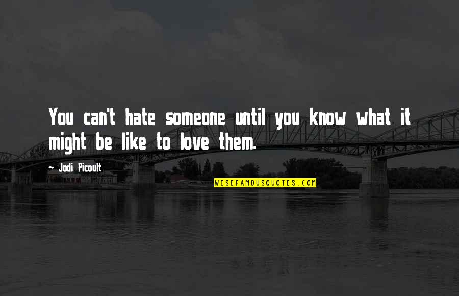 Love Them Like Your Own Quotes By Jodi Picoult: You can't hate someone until you know what