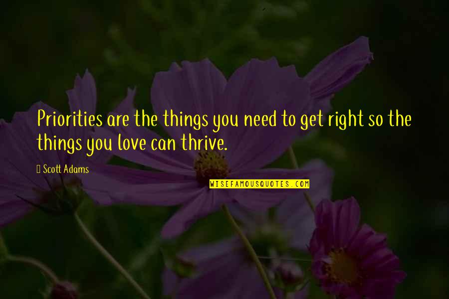 Love Thrive Quotes By Scott Adams: Priorities are the things you need to get
