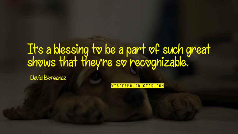 Love Tips Quotes By David Boreanaz: It's a blessing to be a part of