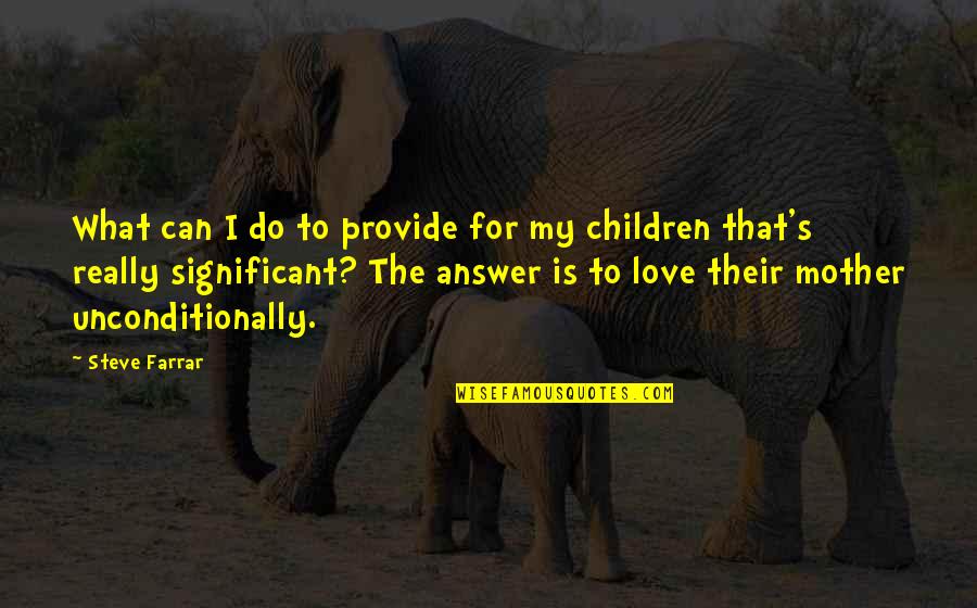 Love To My Mother Quotes By Steve Farrar: What can I do to provide for my