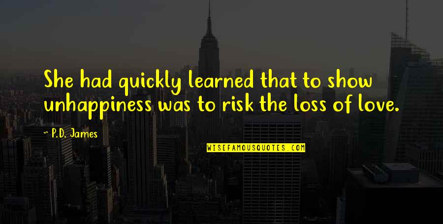Love Too Quickly Quotes By P.D. James: She had quickly learned that to show unhappiness