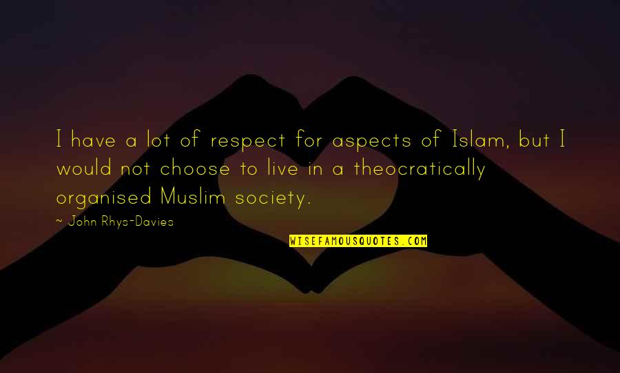 Love Tumblr Swag Quotes By John Rhys-Davies: I have a lot of respect for aspects