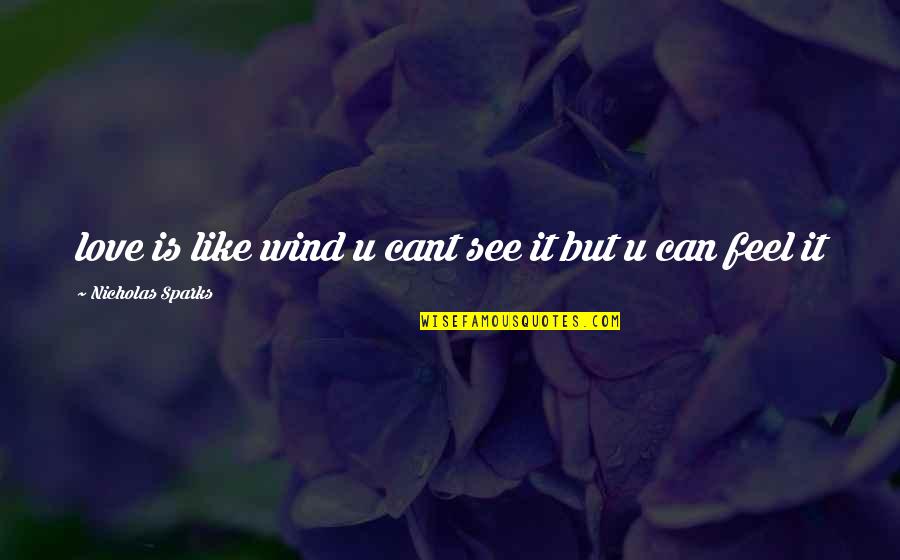 Love U Feel Quotes By Nicholas Sparks: love is like wind u cant see it Love U Feel Quotes By Nicholas Sparks: love is like wind u cant see it