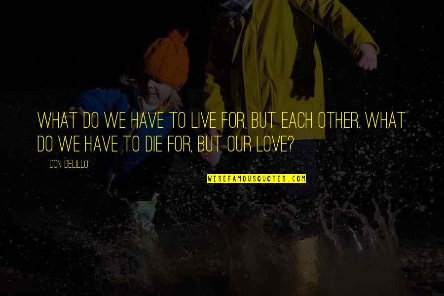 Love What We Do Quotes By Don DeLillo: What do we have to live for, but