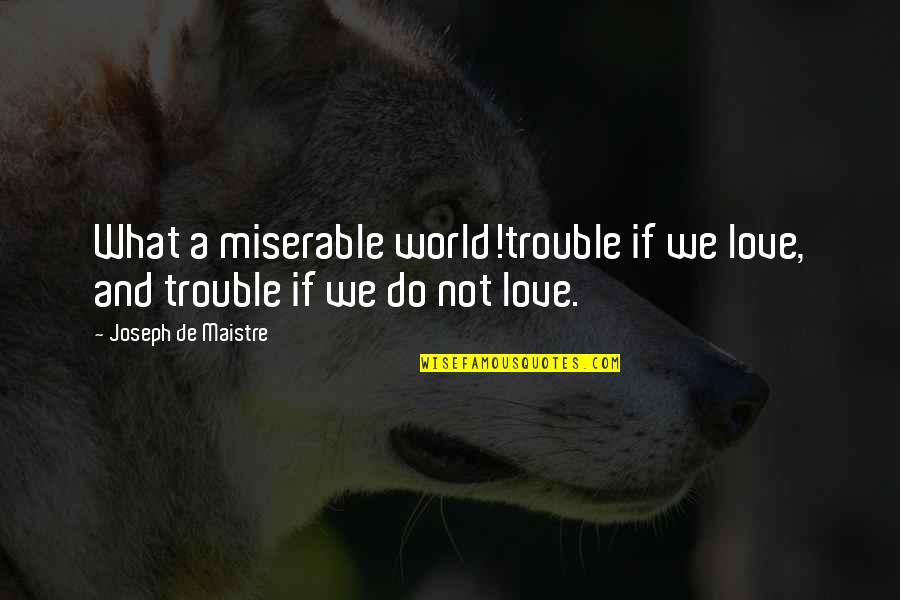Love What We Do Quotes By Joseph De Maistre: What a miserable world!trouble if we love, and