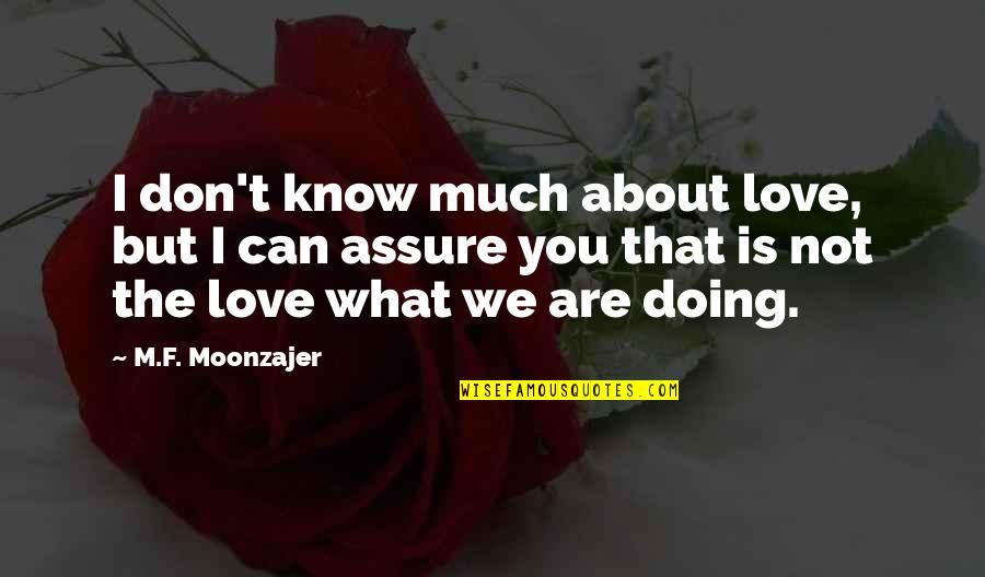 Love What You Are Doing Quotes By M.F. Moonzajer: I don't know much about love, but I