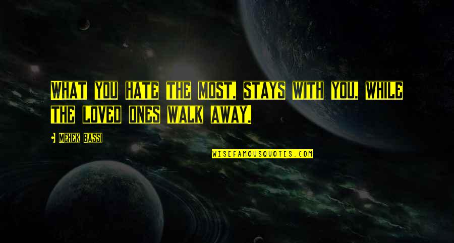 Love What You Hate Quotes By Mehek Bassi: What you hate the most, stays with you,