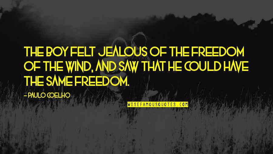 Love What You See In The Mirror Quotes By Paulo Coelho: The boy felt jealous of the freedom of