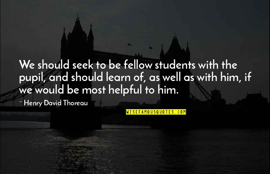 Love Will Never End Quotes By Henry David Thoreau: We should seek to be fellow students with