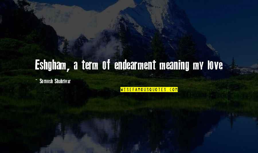 Love With Meaning Quotes By Soroosh Shahrivar: Eshgham, a term of endearment meaning my love