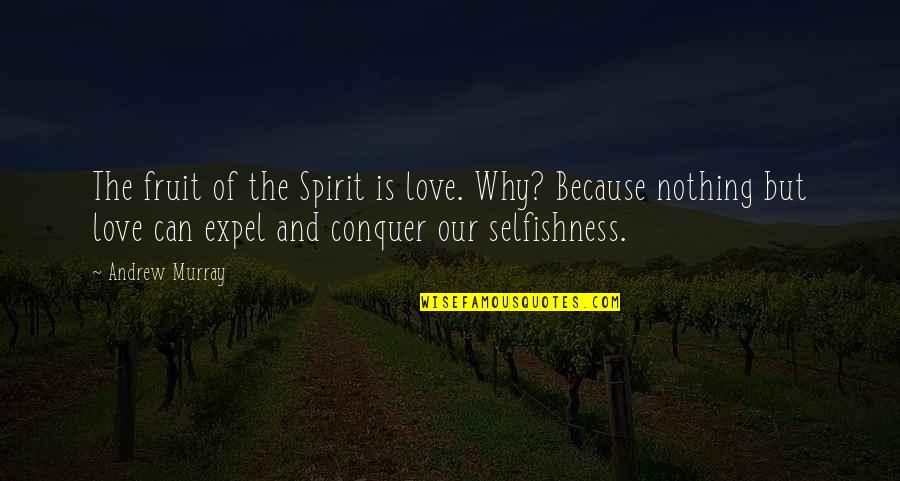 Love Without Selfishness Quotes By Andrew Murray: The fruit of the Spirit is love. Why? Love Without Selfishness Quotes By Andrew Murray: The fruit of the Spirit is love. Why?