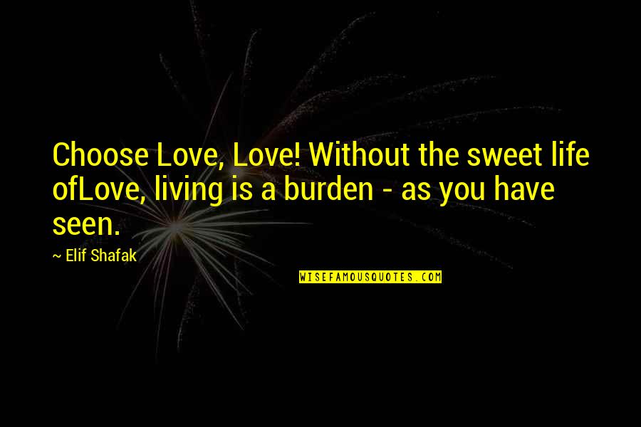 Love Without You Quotes By Elif Shafak: Choose Love, Love! Without the sweet life ofLove,