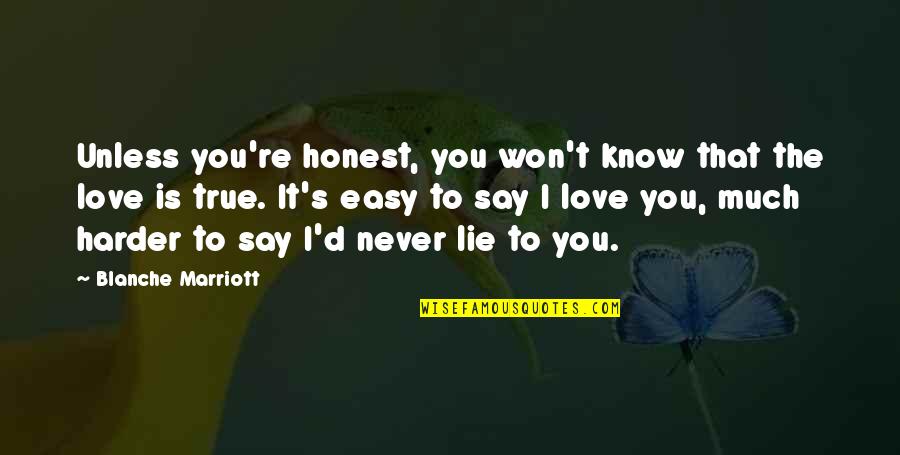 Love Won Quotes By Blanche Marriott: Unless you're honest, you won't know that the