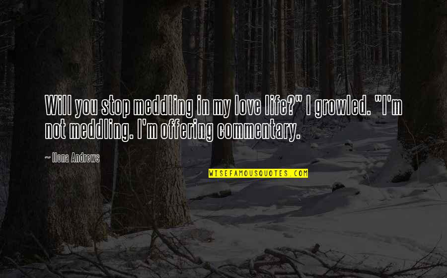 Love You Aunt Quotes By Ilona Andrews: Will you stop meddling in my love life?" Love You Aunt Quotes By Ilona Andrews: Will you stop meddling in my love life?"