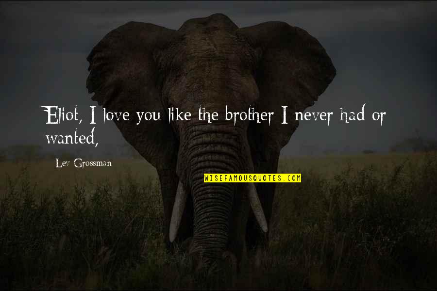 Love You Brother Quotes By Lev Grossman: Eliot, I love you like the brother I