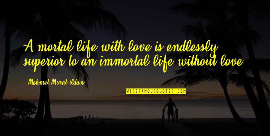 Love You Endlessly Quotes By Mehmet Murat Ildan: A mortal life with love is endlessly superior