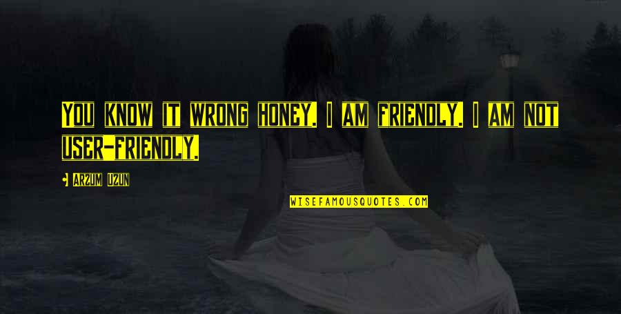 Love You Honey Quotes By Arzum Uzun: You know it wrong honey. I am friendly.
