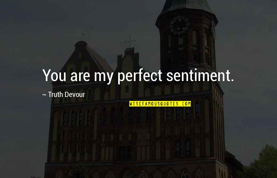 Love You My Soul Quotes By Truth Devour: You are my perfect sentiment.
