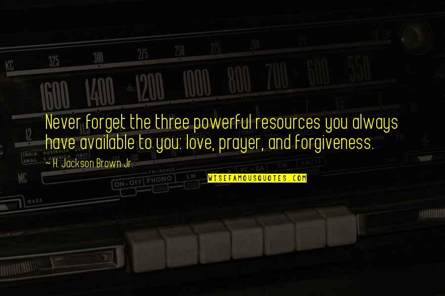 Love You Never Forget Quotes By H. Jackson Brown Jr.: Never forget the three powerful resources you always