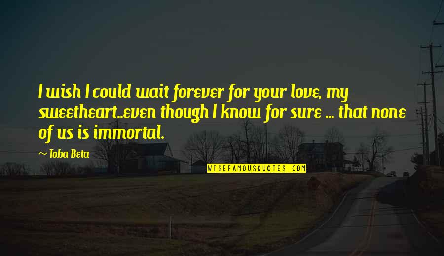 Love You Sweetheart Quotes By Toba Beta: I wish I could wait forever for your