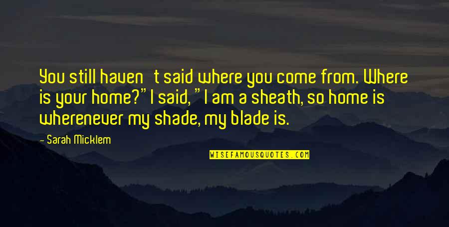 Love Your Home Quotes By Sarah Micklem: You still haven't said where you come from.