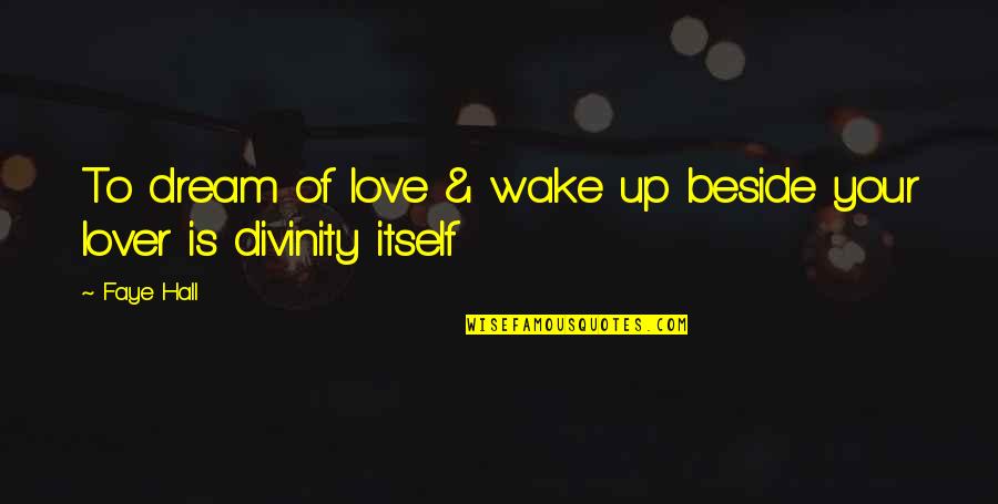 Love Your Lover Quotes By Faye Hall: To dream of love & wake up beside