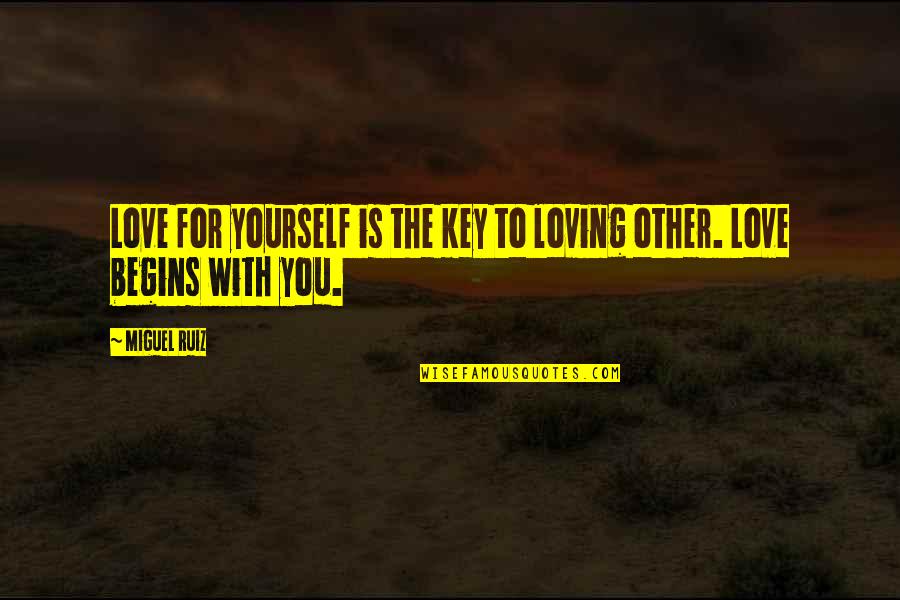 Love Yourself For You Quotes By Miguel Ruiz: Love for yourself is the key to loving