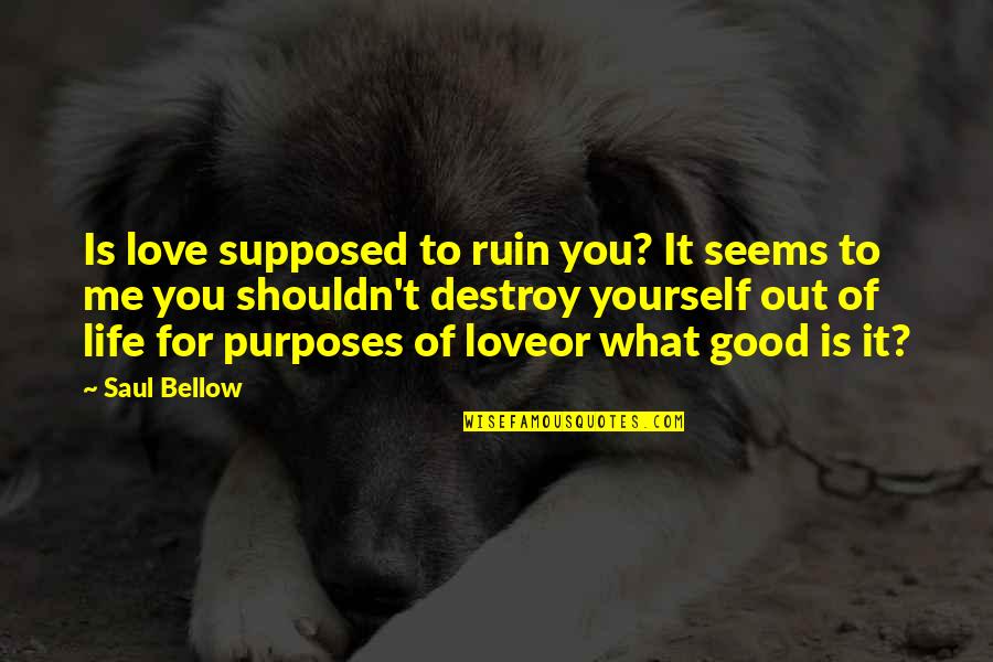 Love Yourself For You Quotes By Saul Bellow: Is love supposed to ruin you? It seems