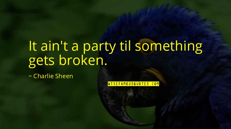Loved Ones Heaven Christmas Quotes By Charlie Sheen: It ain't a party til something gets broken.
