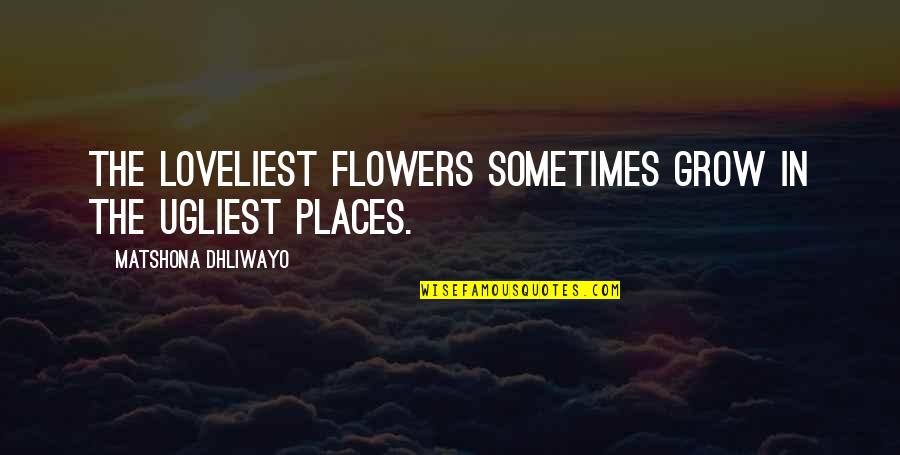 Loveliest Quotes By Matshona Dhliwayo: The loveliest flowers sometimes grow in the ugliest