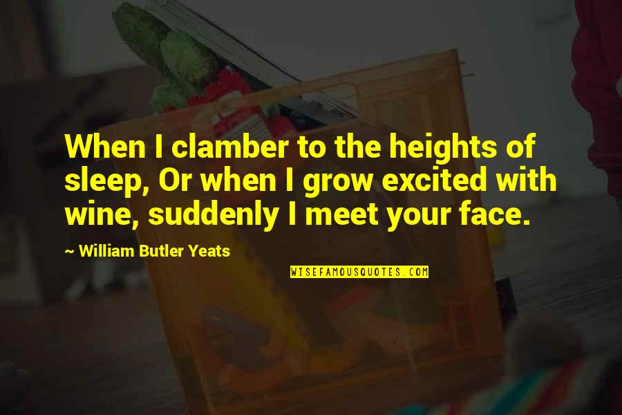 Lovely Morning Inspirational Quotes By William Butler Yeats: When I clamber to the heights of sleep,