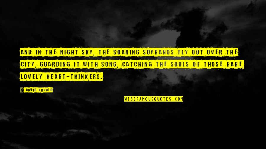 Lovely Song Quotes By David Arnold: And in the night sky, the soaring sopranos