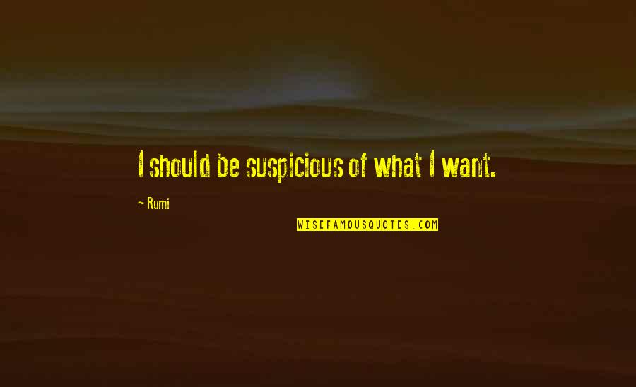 Loverine X Quotes By Rumi: I should be suspicious of what I want.