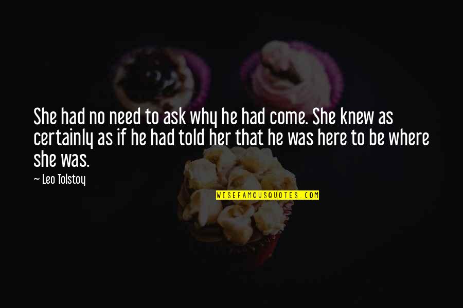 Lovers Together Quotes By Leo Tolstoy: She had no need to ask why he
