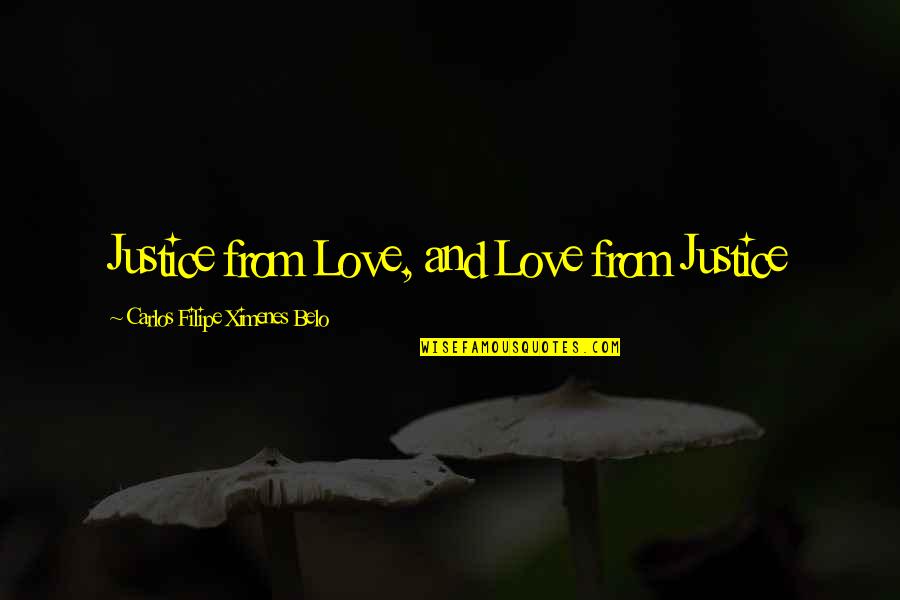 Loving A Hoe Quotes By Carlos Filipe Ximenes Belo: Justice from Love, and Love from Justice