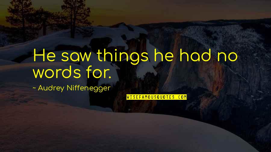 Loving A Mistress Quotes By Audrey Niffenegger: He saw things he had no words for.