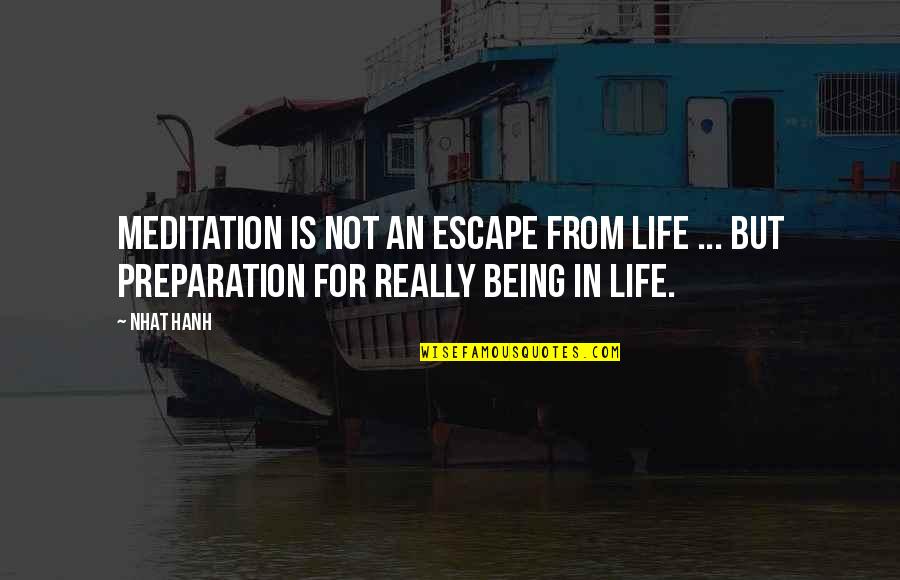 Loving A Wonderful Man Quotes By Nhat Hanh: Meditation is not an escape from life ...