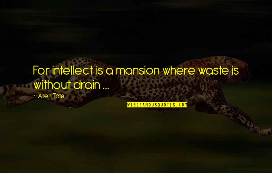 Loving Eachother Quotes By Allen Tate: For intellect is a mansion where waste is
